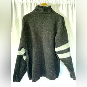 Vintage 90s Men's XL Wool Mock Neck Black White Flecked Cosby Sailor Sweater Y2K